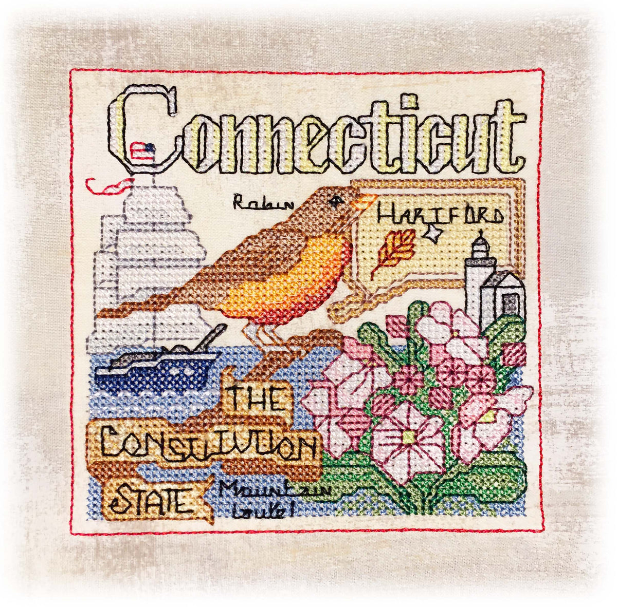 Connecticut Cross Stitch Machine Embroidery Design