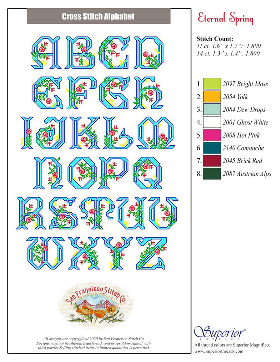 Floral Cross Stitch Alphabet | Machine Embroidery Design 9
