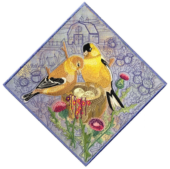 Sunrise Blessings | Goldfinches | Embroidery Design 2