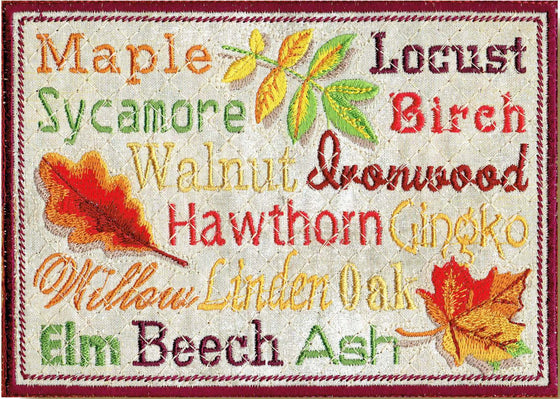 Leaf Peeper List | Machine Embroidery Mug Rug 2
