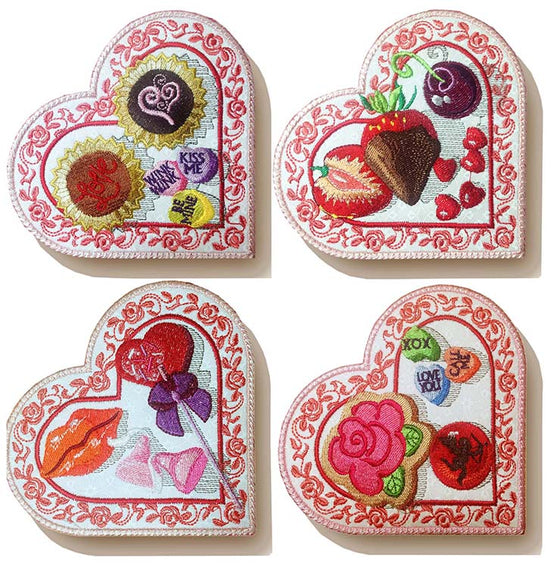 Valentine Candy Coasters, Mug Rugs & Tableware | Embroidery Designs 4