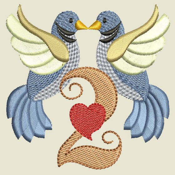 Two Turtle Doves | Christmas Machine Embroidery Design 2