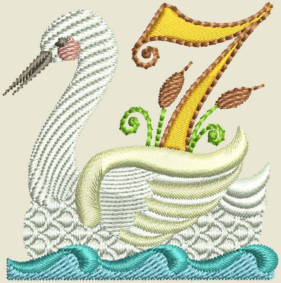 Seven Swans-a-swimming | Christmas Machine Embroidery Design 2