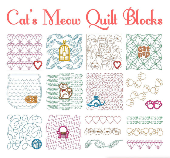 Cats Meow Quilt Blocks | Machine Embroidery Design