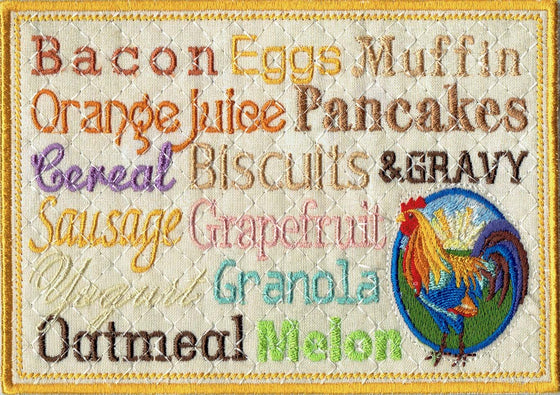 Breakfast | Machine Embroidery Mug Rug 2
