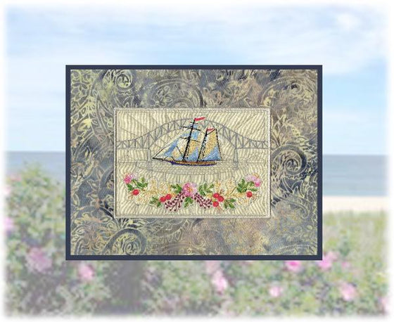 Full Sail | Machine Embroidery Mug Rug