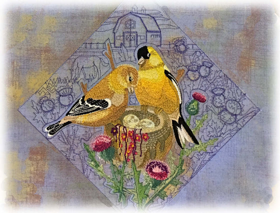 Sunrise Blessings | Goldfinches | Embroidery Design