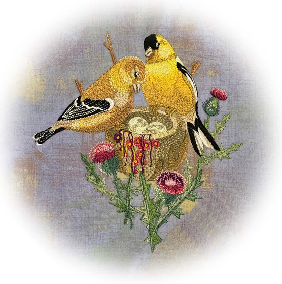 Sunrise Blessings | Goldfinches | Embroidery Design 3