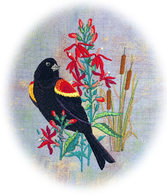 Cattail Cadet | Red-Winged Blackbird | Embroidery Design 3