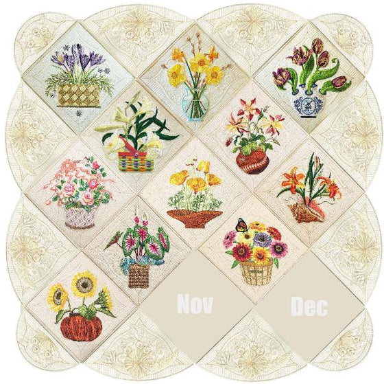 Flowers of the Month Finishing Kit | Machine Embroidery Design 3