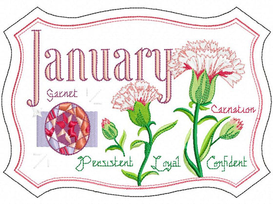Birth Month Mug Rugs | January | Embroidery Design 2