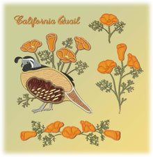  California Quail & Poppies | Bird Embroidery Design