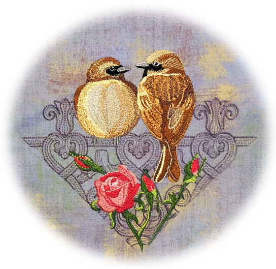 Tete-a-Tete | House Sparrows | Embroidery Design 3