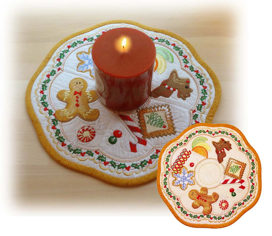 Treats for Santa Candle Ring & Mug Rug | Machine Embroidery Design