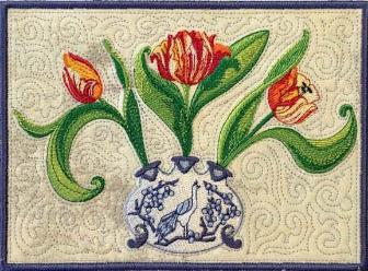 Tulip Vase | Machine Embroidery Mug Rug 2