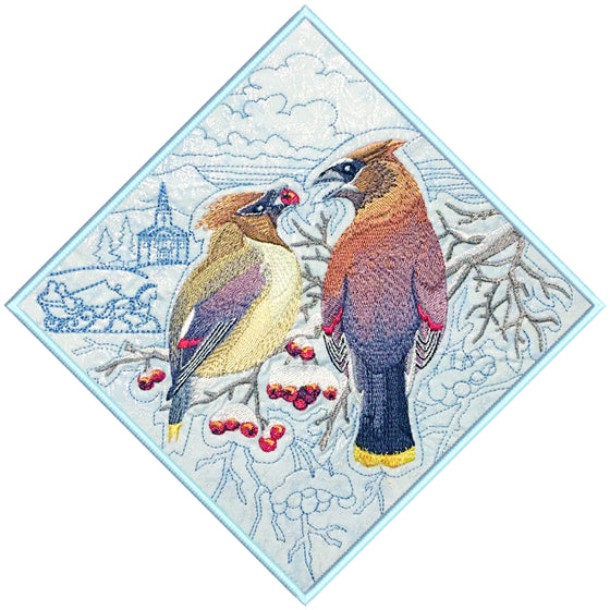 Sunday Offering | Cedar Waxwings | Embroidery Design 2