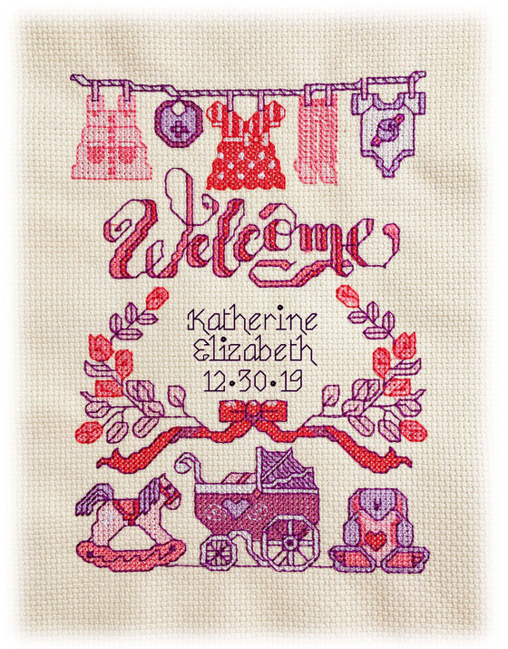 Birth Record Welcome Little Girl | Embroidery Design 2