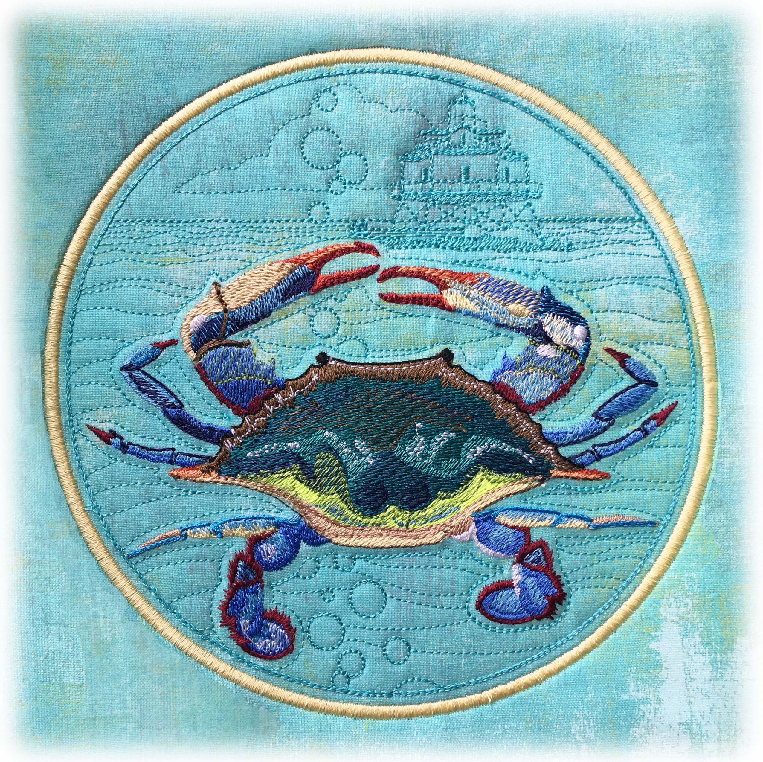 Louisiana Blue Crab Machine Embroidery Design File Digital